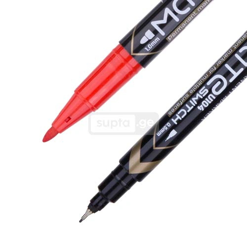 DELI-დელი MATE დისკის-CD პერმანენტ მარკერი ორმხრივი წვერით 1*12ც EU10430